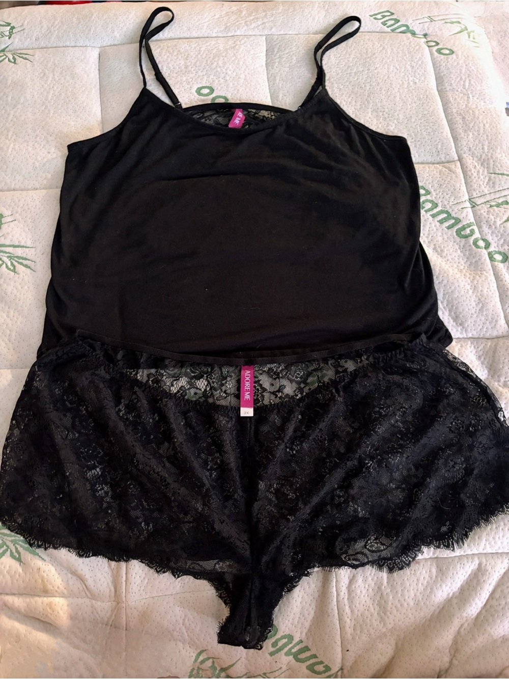 NWOT Adore Me Black Lace Cami & Shorts Pajama Set